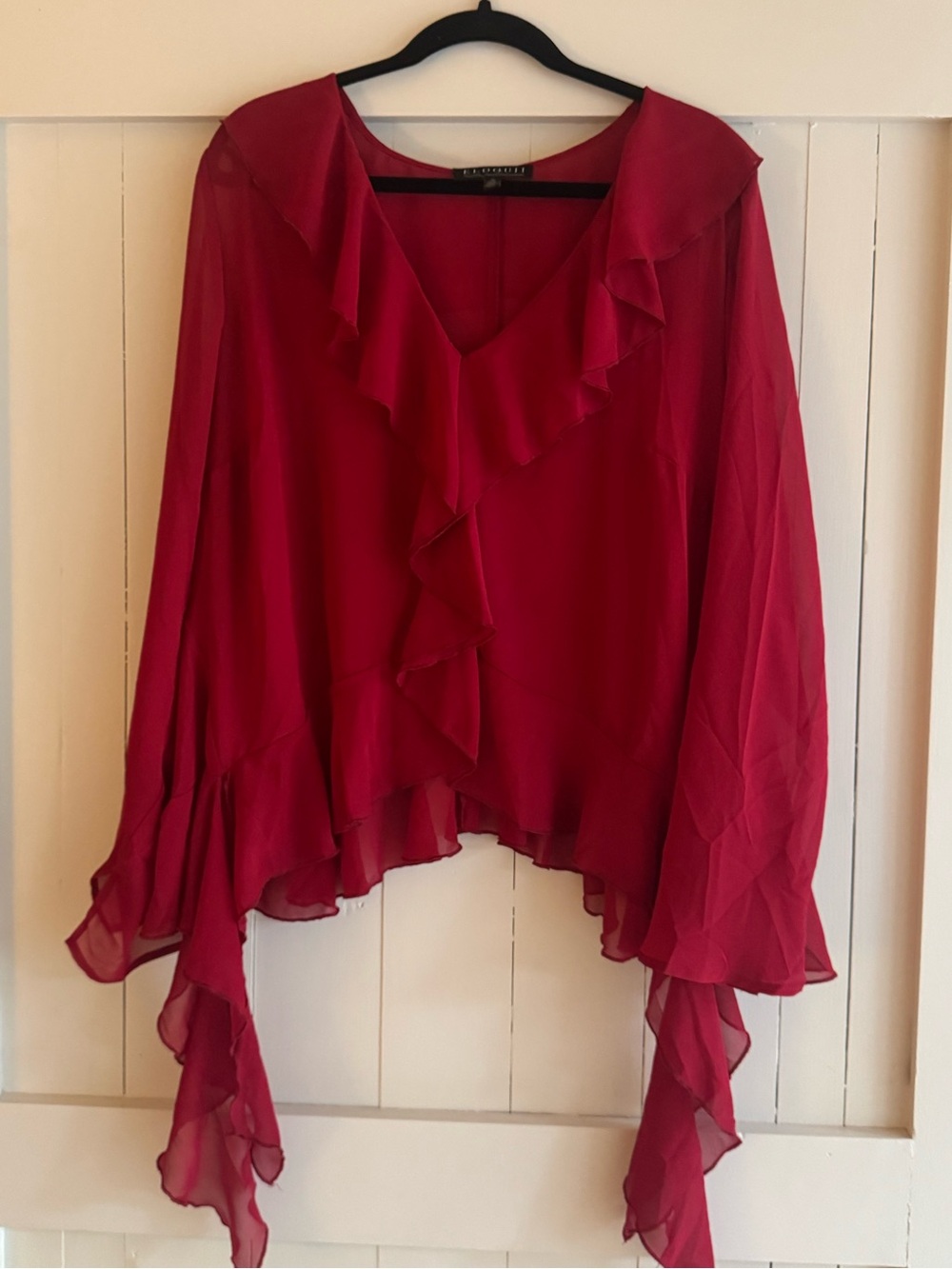 Eloquii NWT Red Ruffled V-Neck Chiffon Top 18